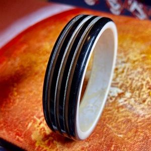 Vintage Carved Black & White Bangle